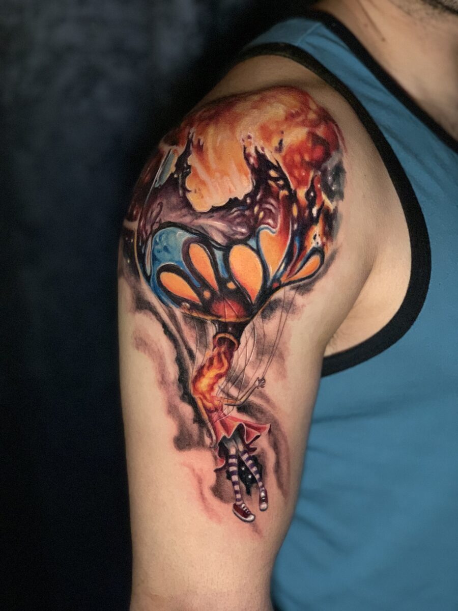 Vibrant color tattoo by Zack Ross with bold illustrative design, custom color tattoo artist Kyle TX serving Austin and Dallas Texas